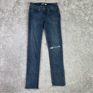 Levi’s Jeans Women’s 25X26.5* Blue 711 Skinny Low Rise Dark Denim Ripped Knee